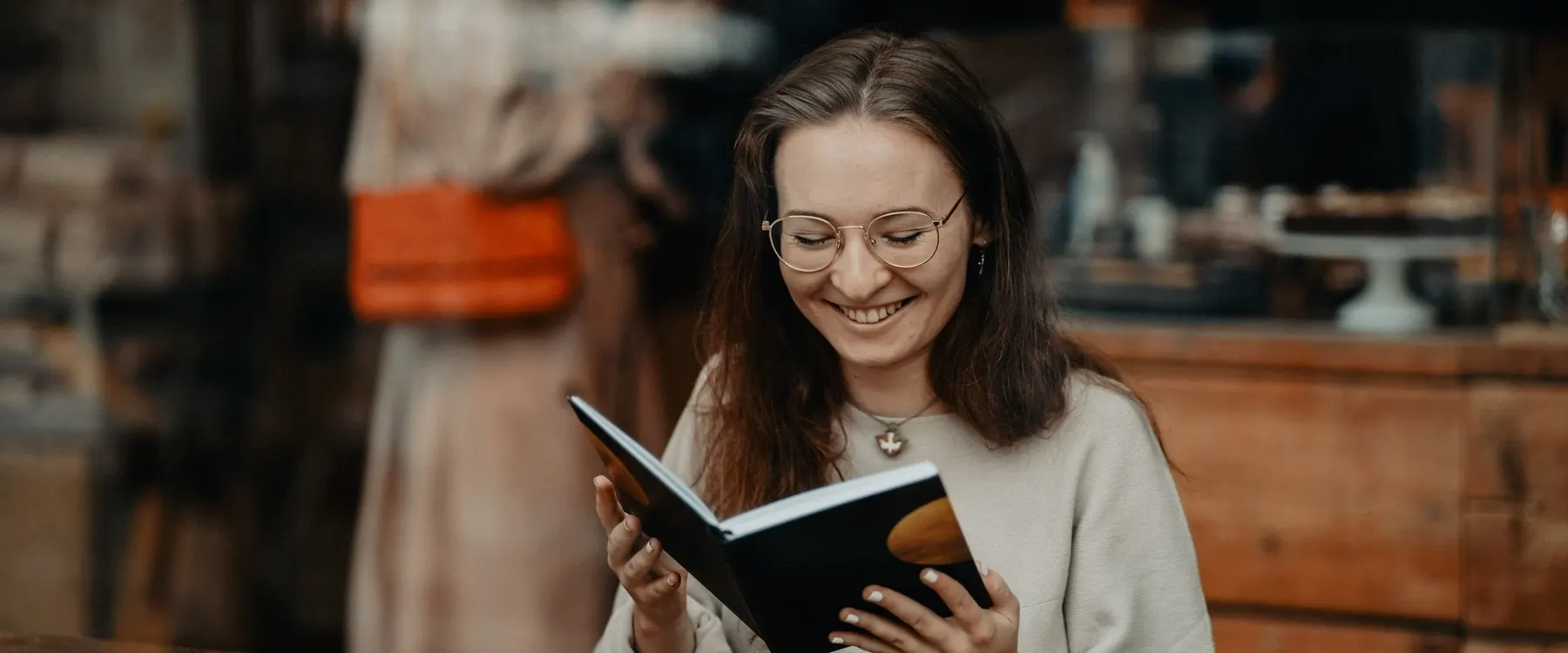 A reader studying in a university setting